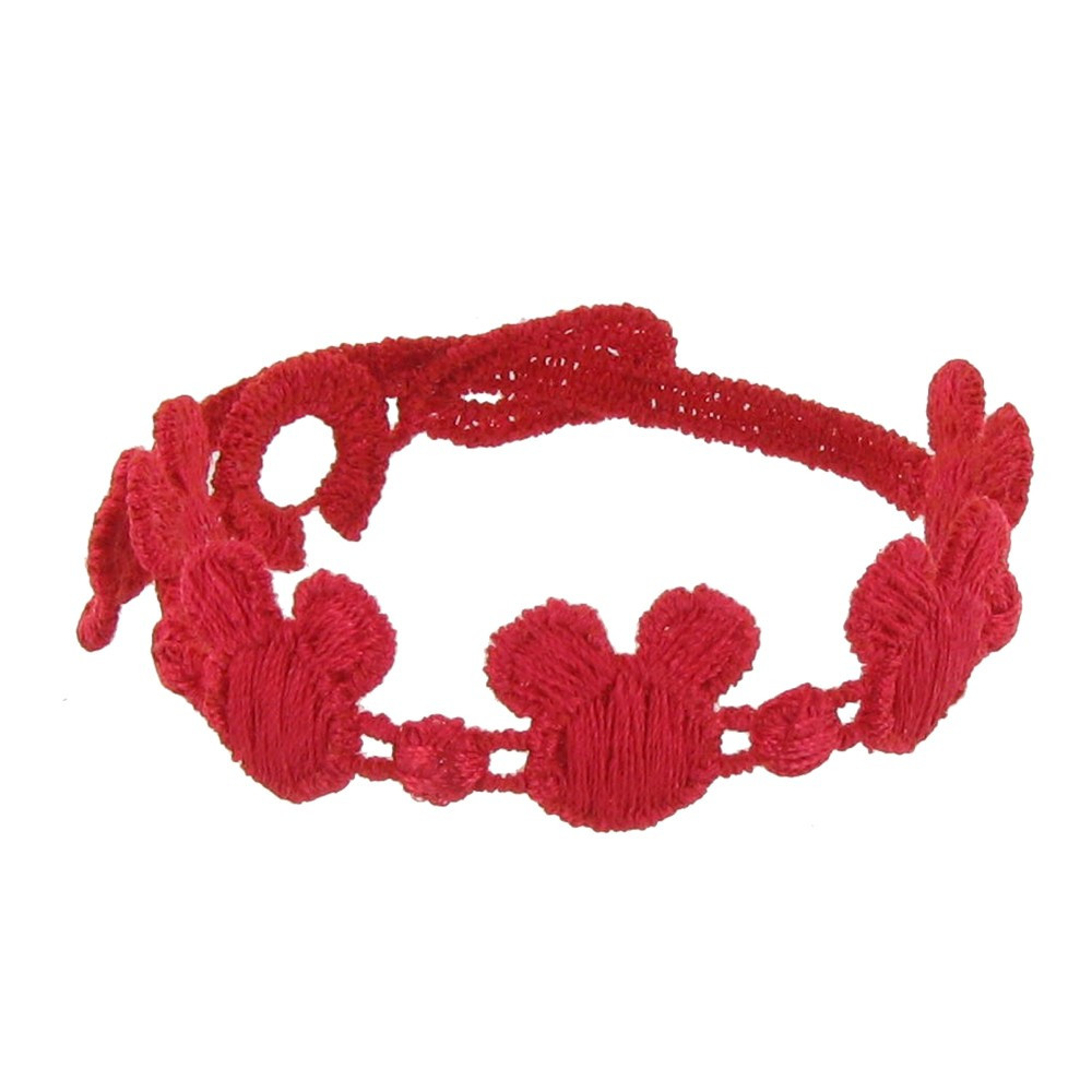 LES POULETTES BIJOUX Cruciani Bracelet Enfant Dentelle Souris Rouge