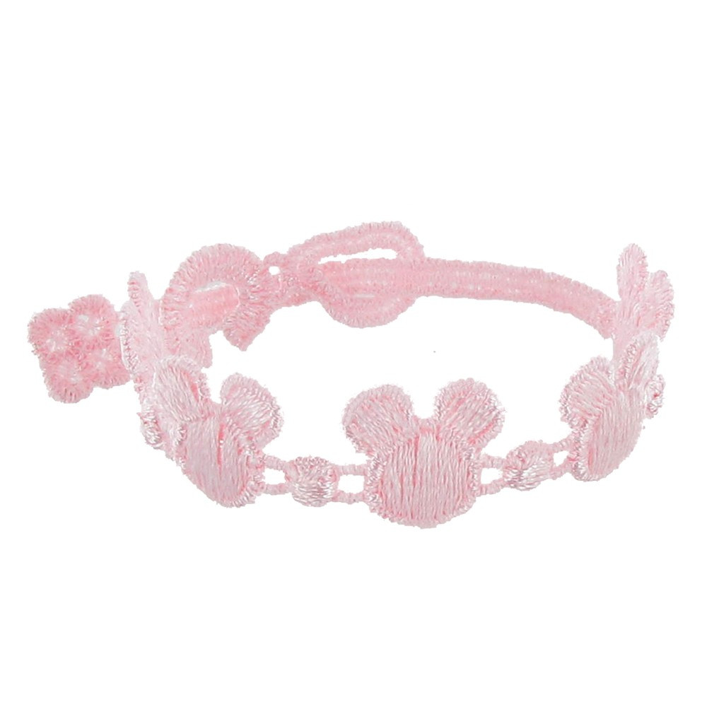 LES POULETTES BIJOUX Cruciani Bracelet Enfant Dentelle Souris Rose Clair