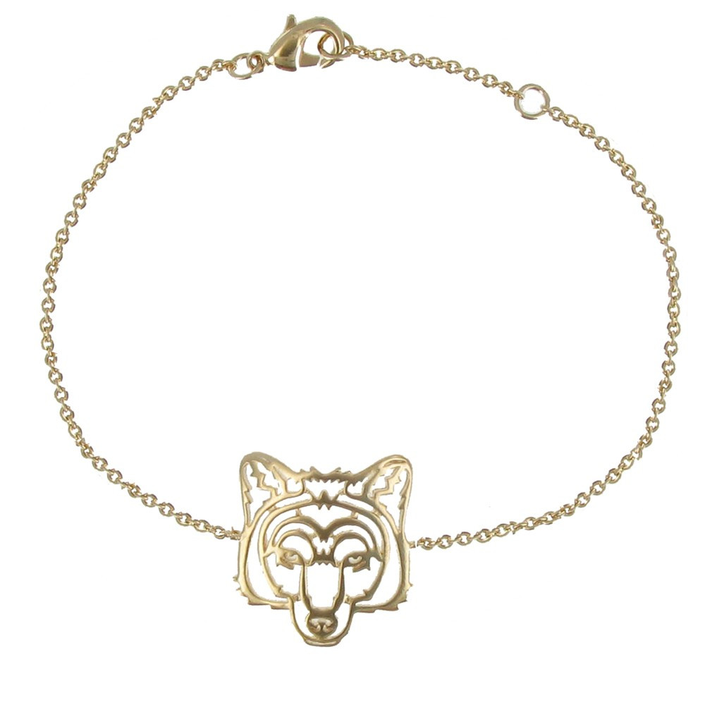 LES POULETTES BIJOUX V Bracelet Plaqué Or Tête de Loup
