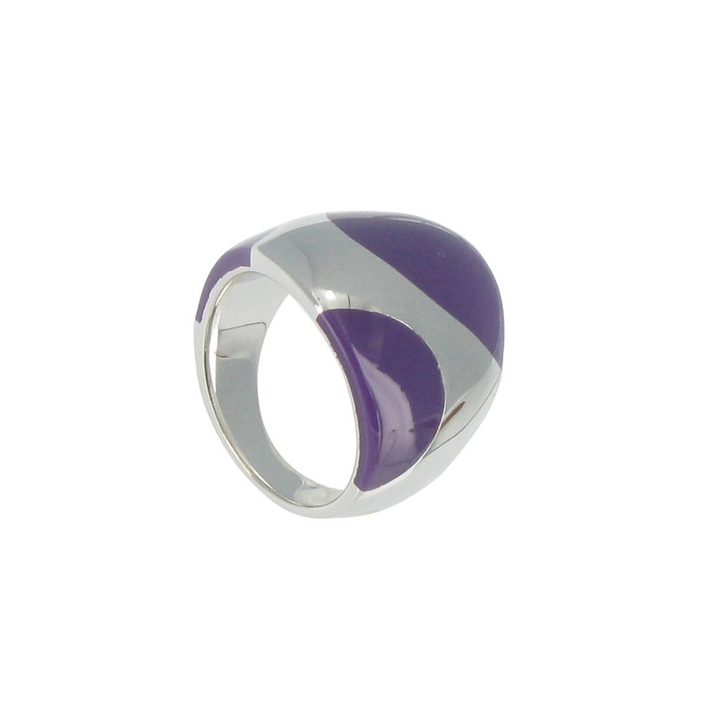 LES POULETTES BIJOUX V Bague Carla Miroir Argent et Résine Lilas - taille 50