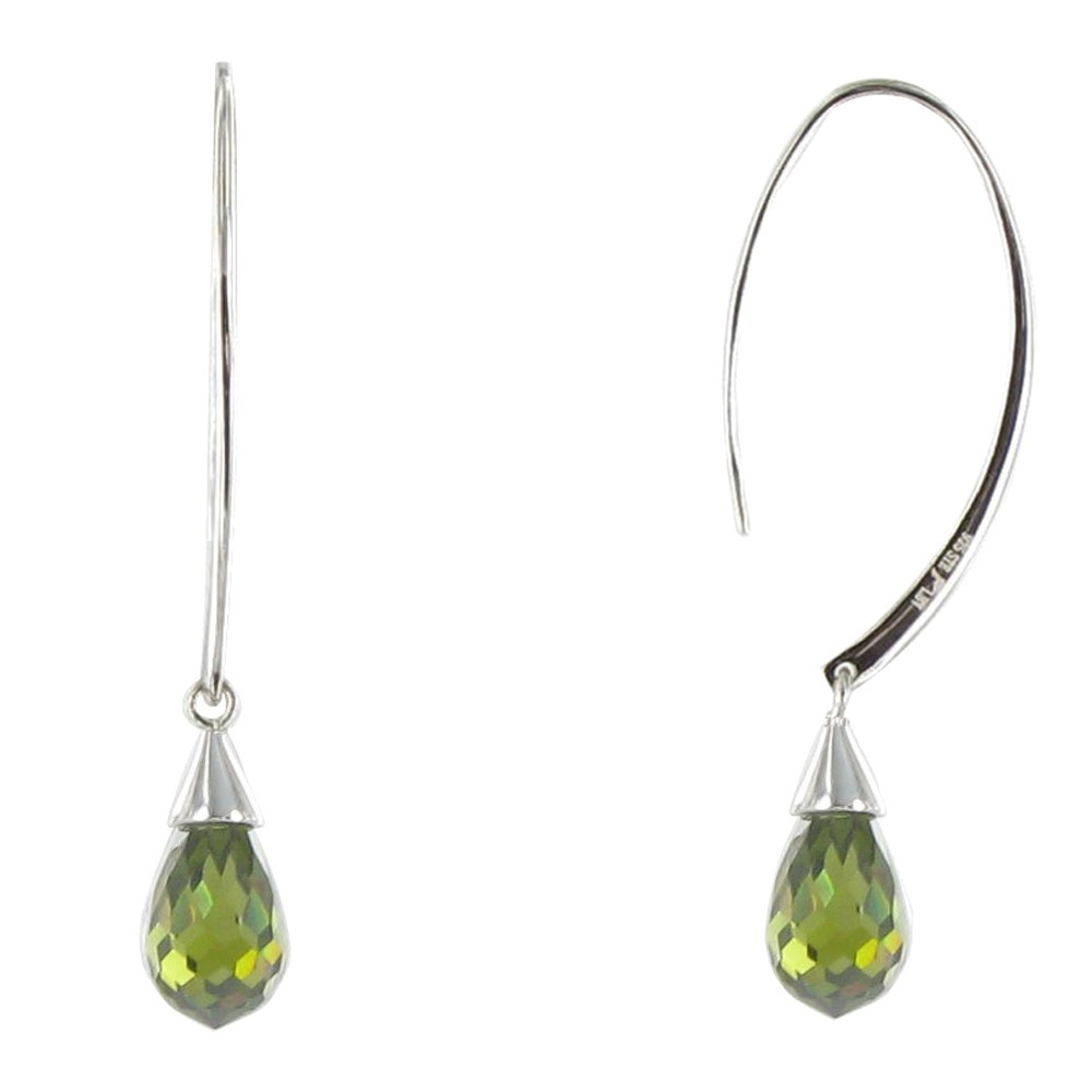 LES POULETTES BIJOUX Boucles d'Oreilles Argent Grande Goutte de Zirconium Facettée O