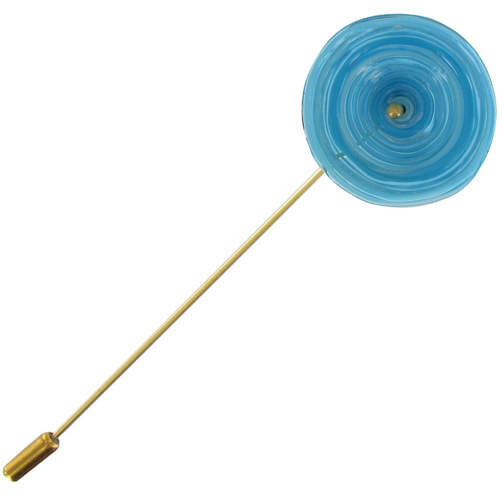 LES POULETTES BIJOUX Broche Laiton et Coquelicot en Pâte de Verre - Turquoise