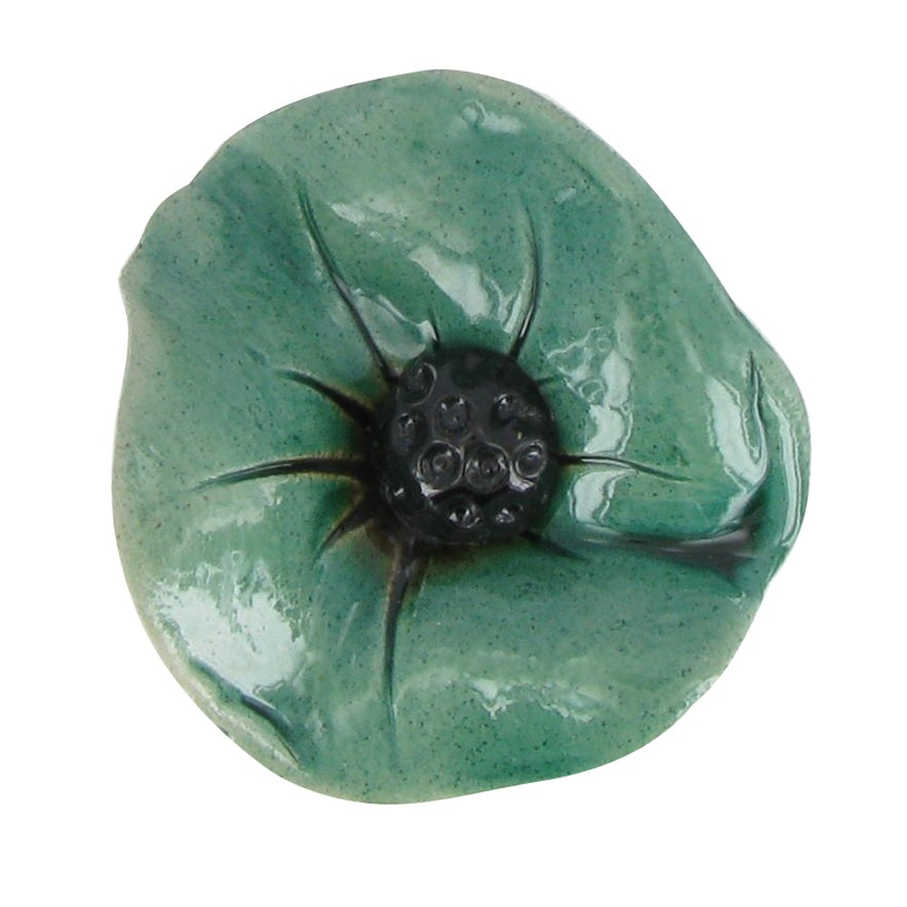 LES POULETTES BIJOUX V Broche Coquelicot Céramique Vert