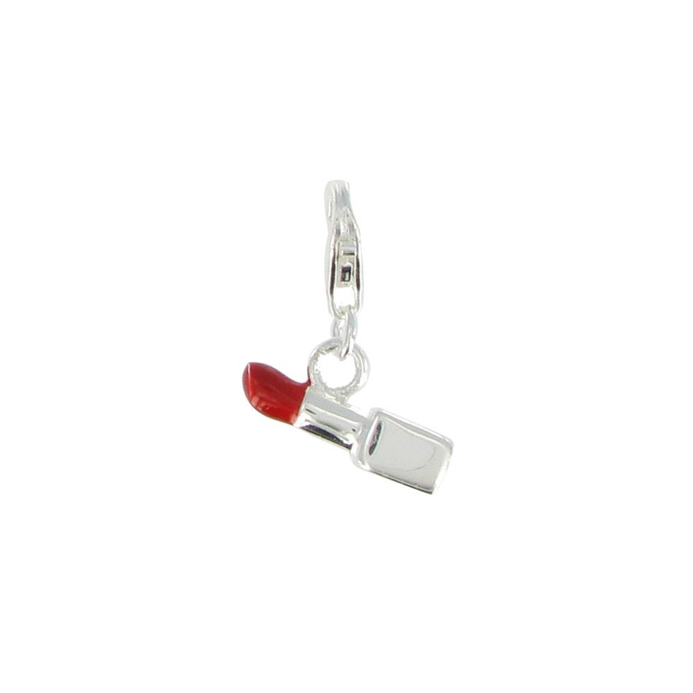 LES POULETTES BIJOUX Charms Argent 925 - Rouge à Lèvres - Rouge et Argent