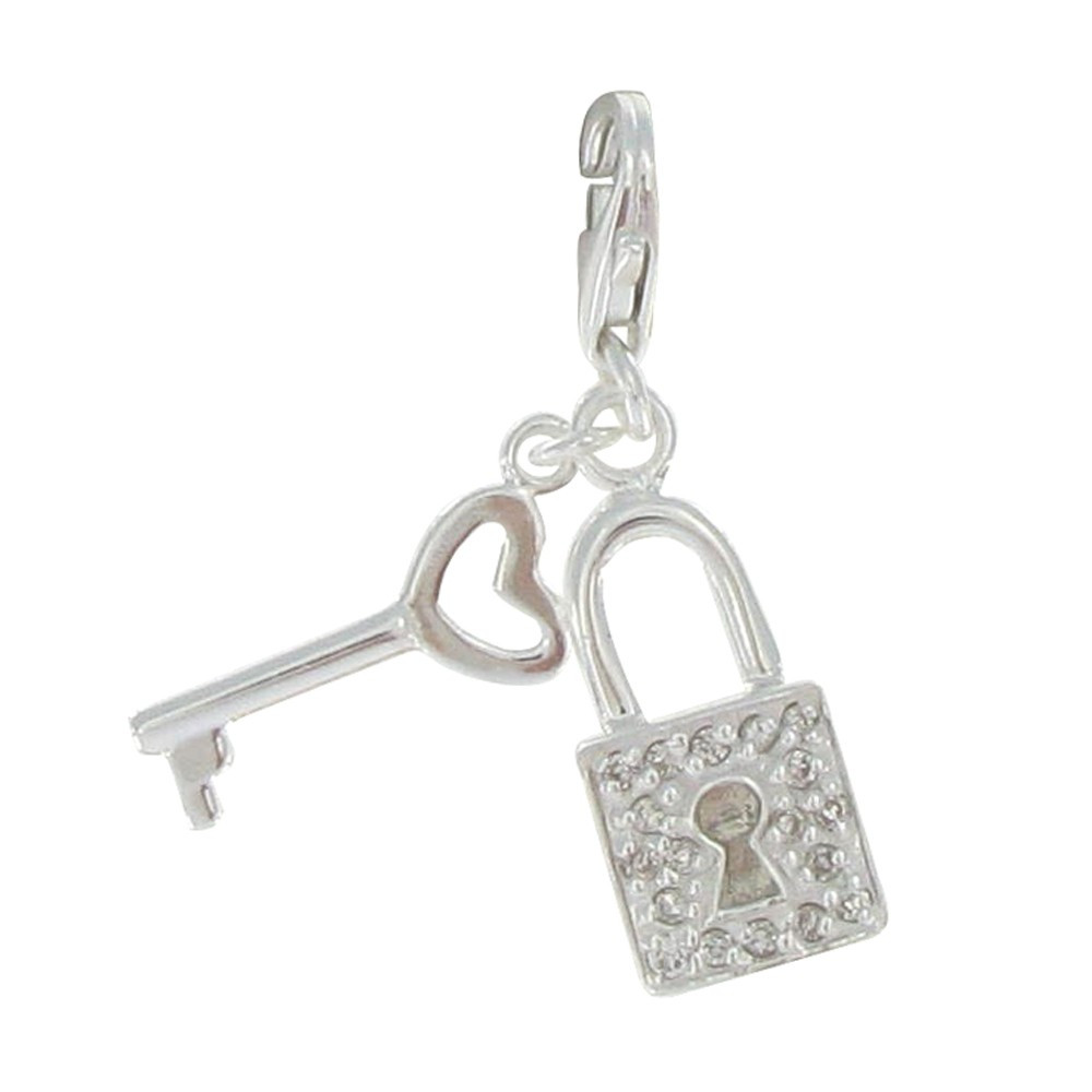 LES POULETTES BIJOUX Charms Argent Bracelet Cadenas Argent 925 Strass