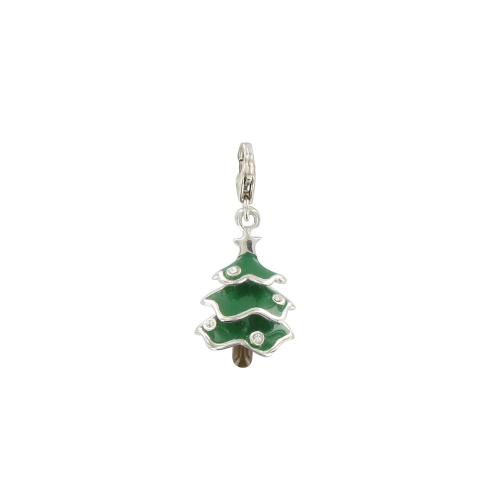 LES POULETTES BIJOUX - Charms Bracelet Argent Sapin de Noel Emaillé