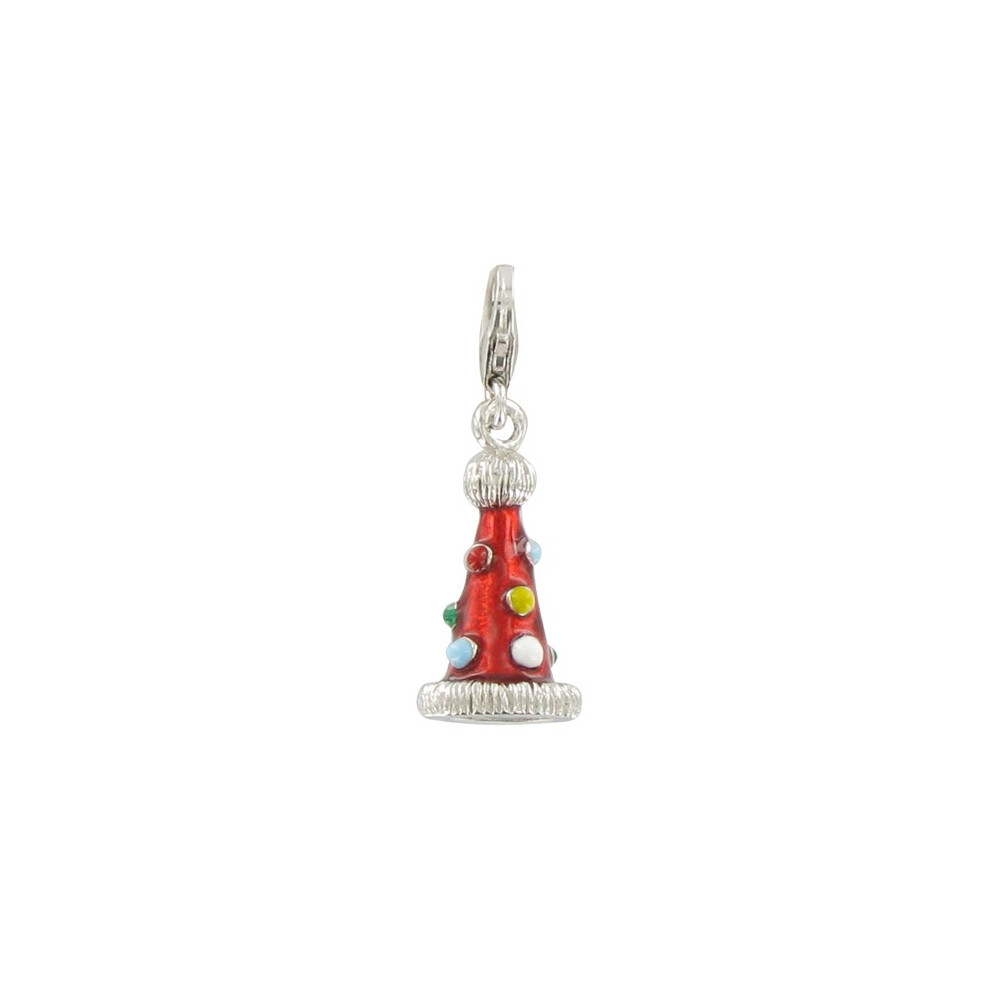 LES POULETTES BIJOUX Charms Bracelet Argent 925 Chapeau de Carnaval Emaillé