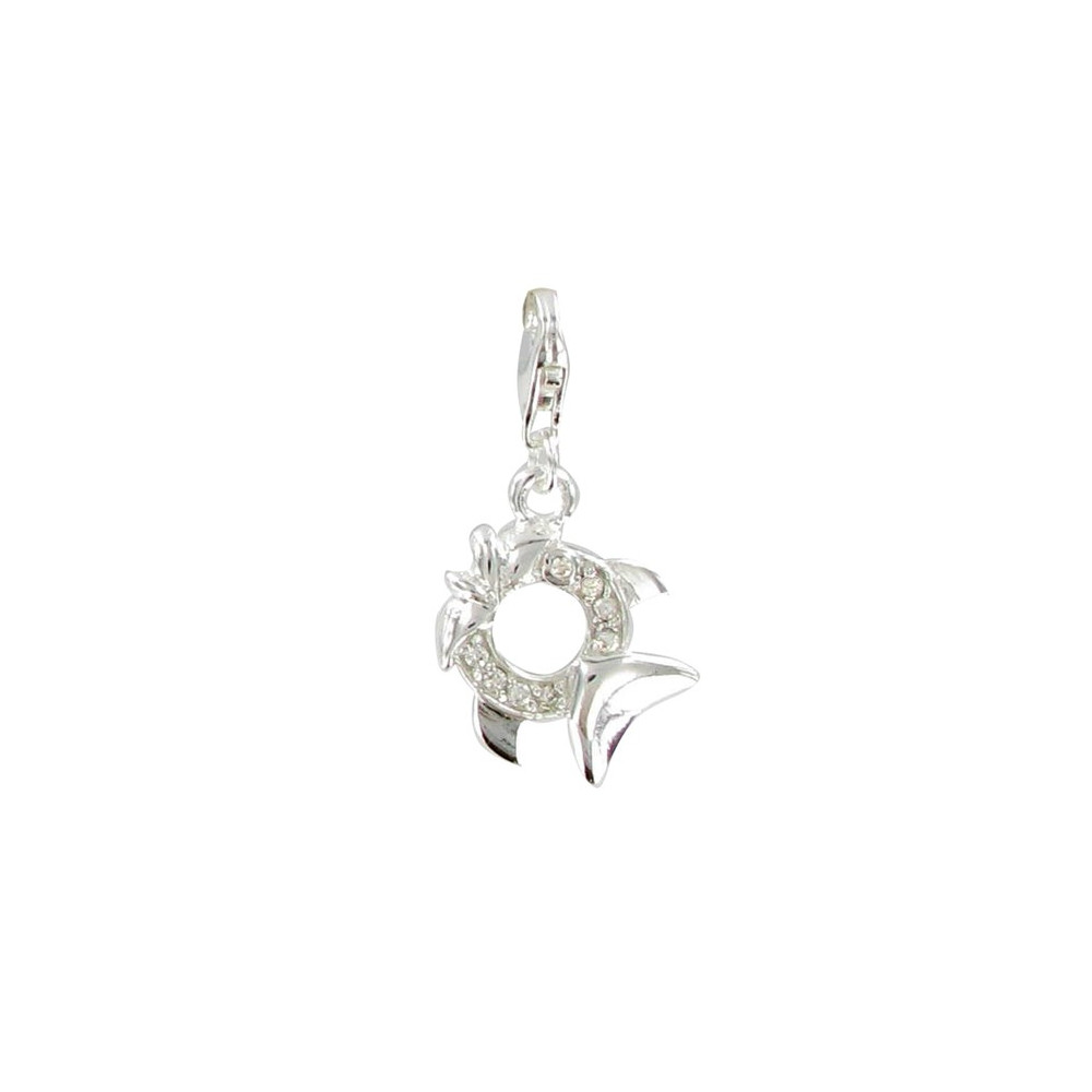 LES POULETTES BIJOUX V Charms Bracelet Poisson Lune - Argent 925 et Strass