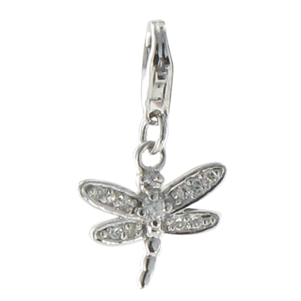 LES POULETTES BIJOUX Charms Argent Mini Libellule et ses Strass
