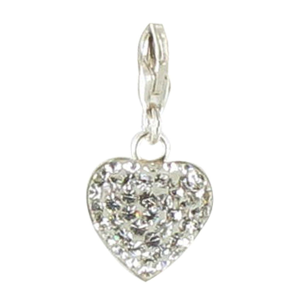 LES POULETTES BIJOUX V Charms Argent Coeur et ses Strass Cristal