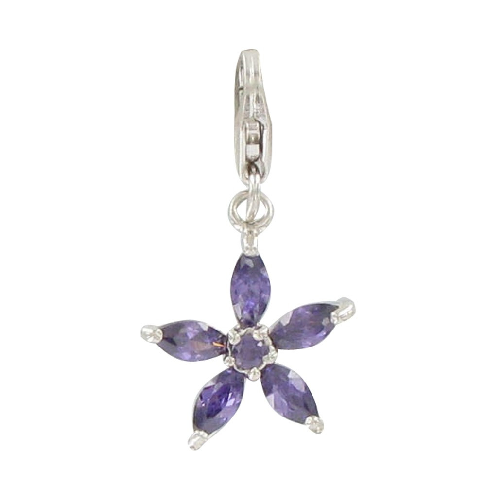 LES POULETTES BIJOUX Charms Argent 925 Etoile Strass Couleur Améthyste