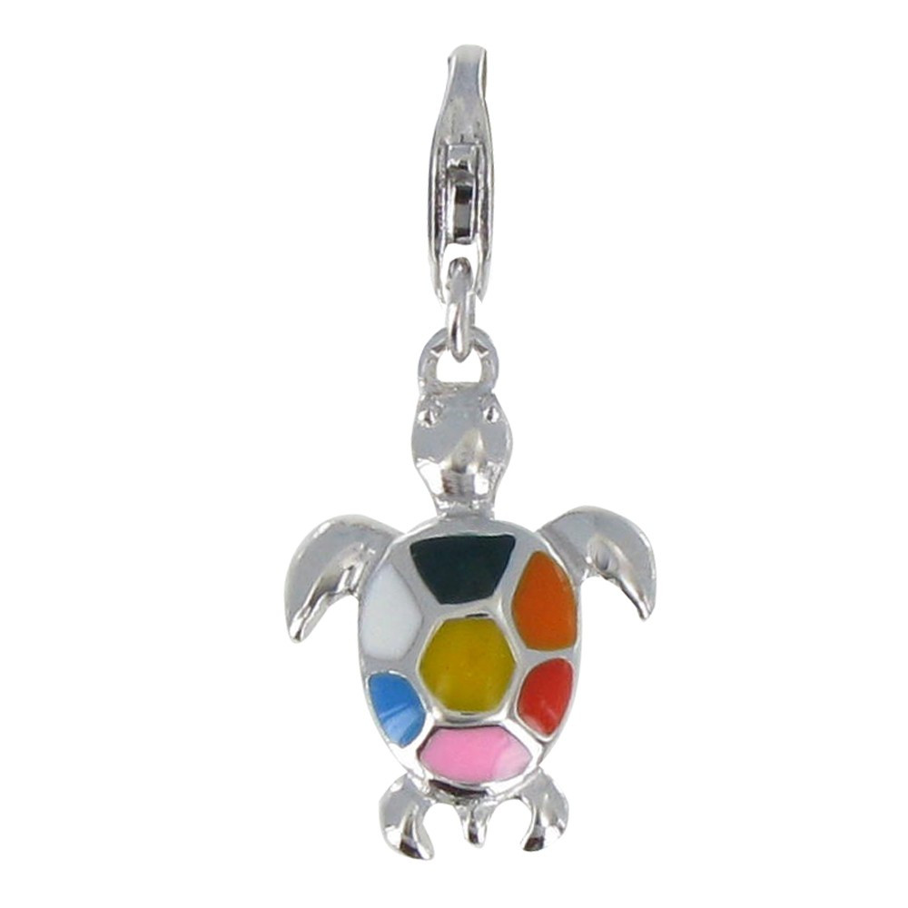 LES POULETTES BIJOUX Charms Bracelet Argent Tortue des Galapagos Multicolores