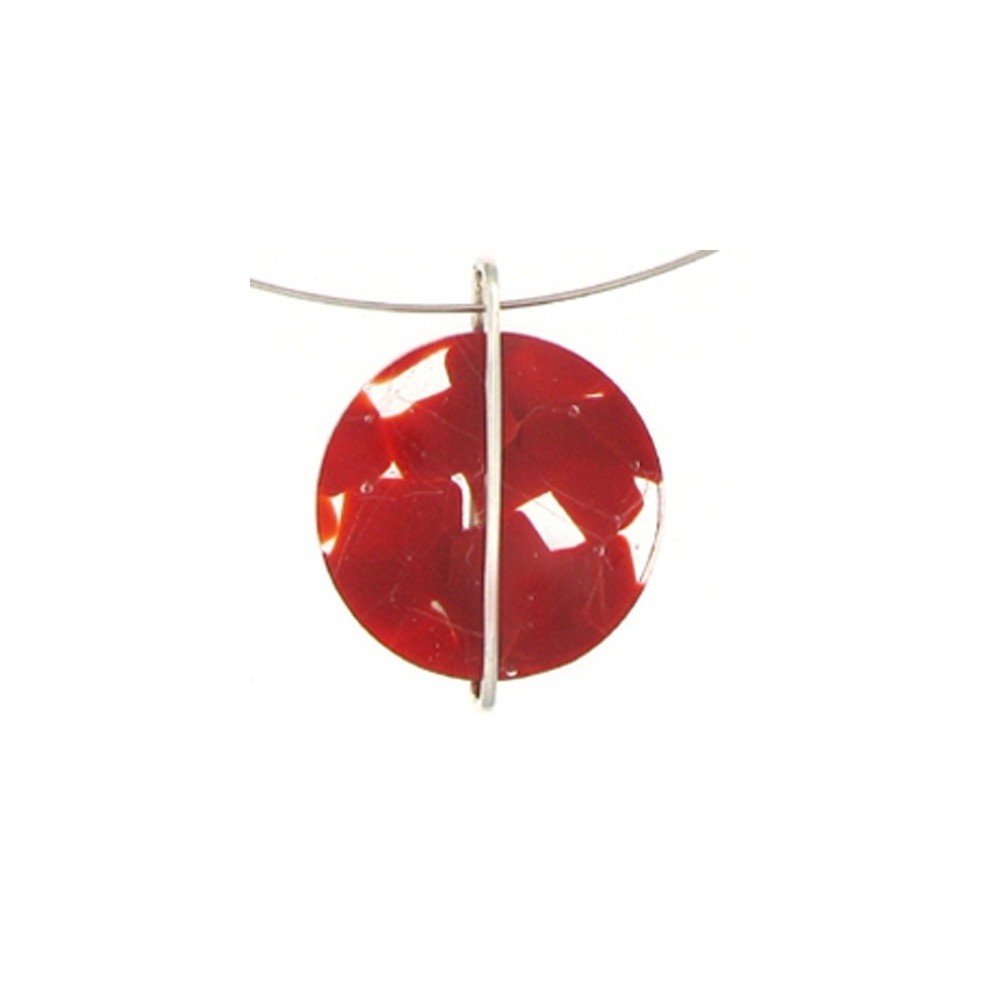 LES POULETTES BIJOUX Pendentif Pâte de Verre Bonbons Rouge