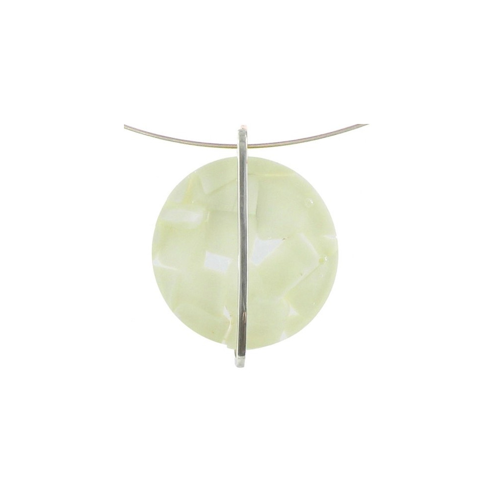 LES POULETTES BIJOUX V Pendentif Pâte de Verre Bonbons Blanc Nacré