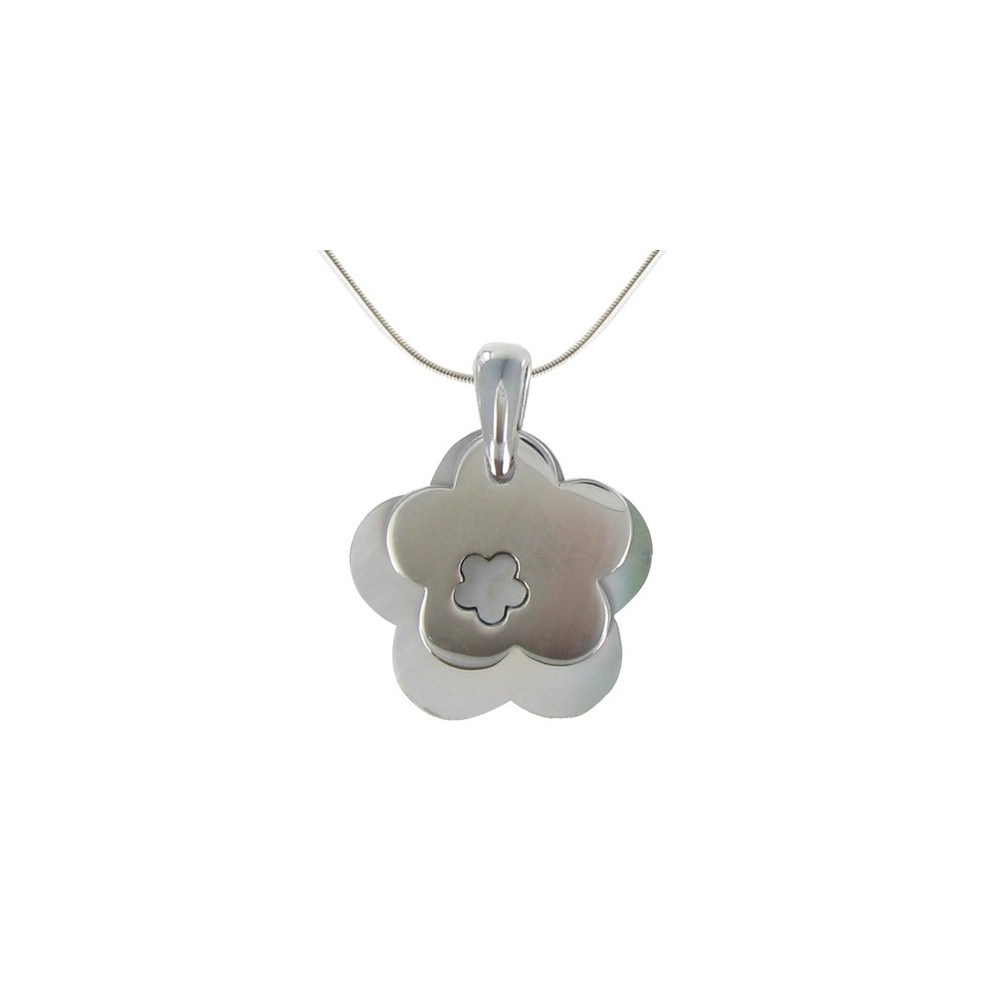 LES POULETTES BIJOUX Pendentif Chance Nacre et Argent Nacre Gris Irisé