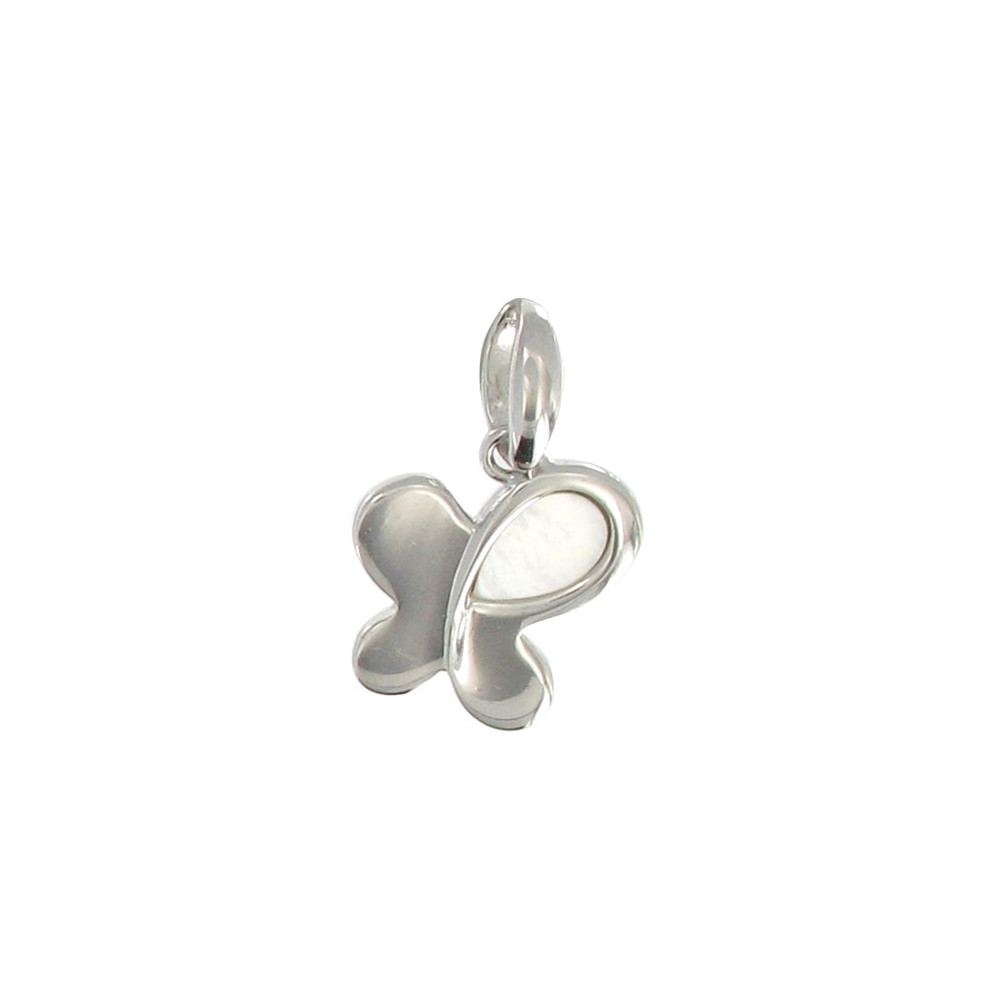 LES POULETTES BIJOUX V Pendentif Argent Papillonet Nacre Blanche