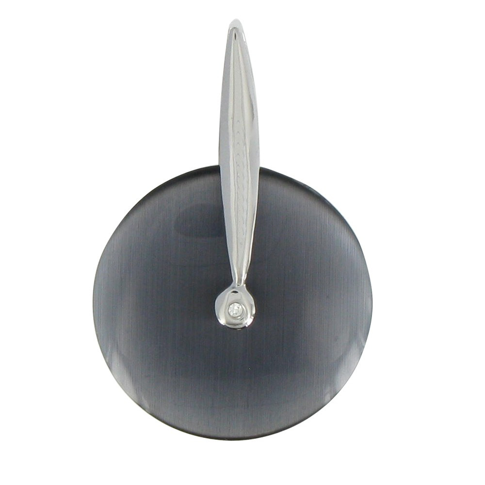 LES POULETTES BIJOUX V Pendentif Argent Disque Oeil de Chat Gris
