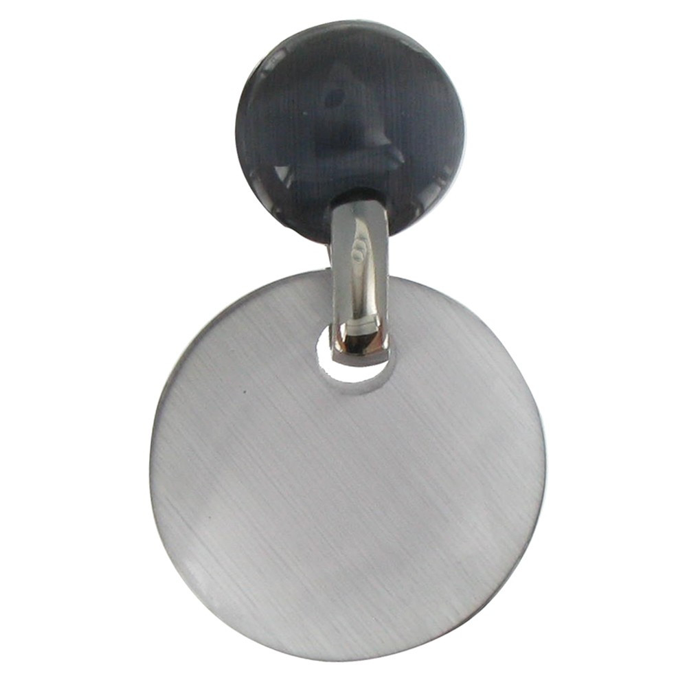 LES POULETTES BIJOUX V Pendentif Deux Pastilles Oeil de Chat Gris
