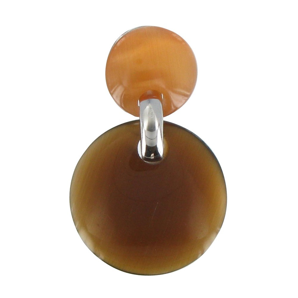 LES POULETTES BIJOUX V Pendentif Deux Pastilles Oeil de Chat Marron