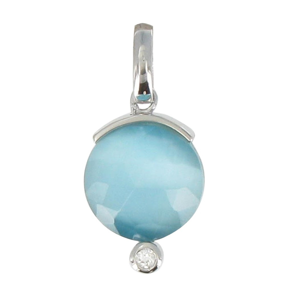 LES POULETTES BIJOUX Pendentif Joyau Oeil de Chat Turquoise et Strass