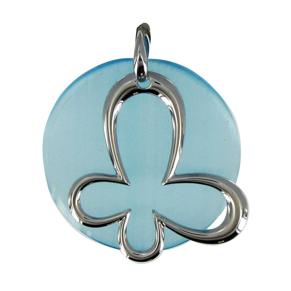 LES POULETTES BIJOUX V Pendentif Argent Papillon de Lune Oeil de Chat Turquoise