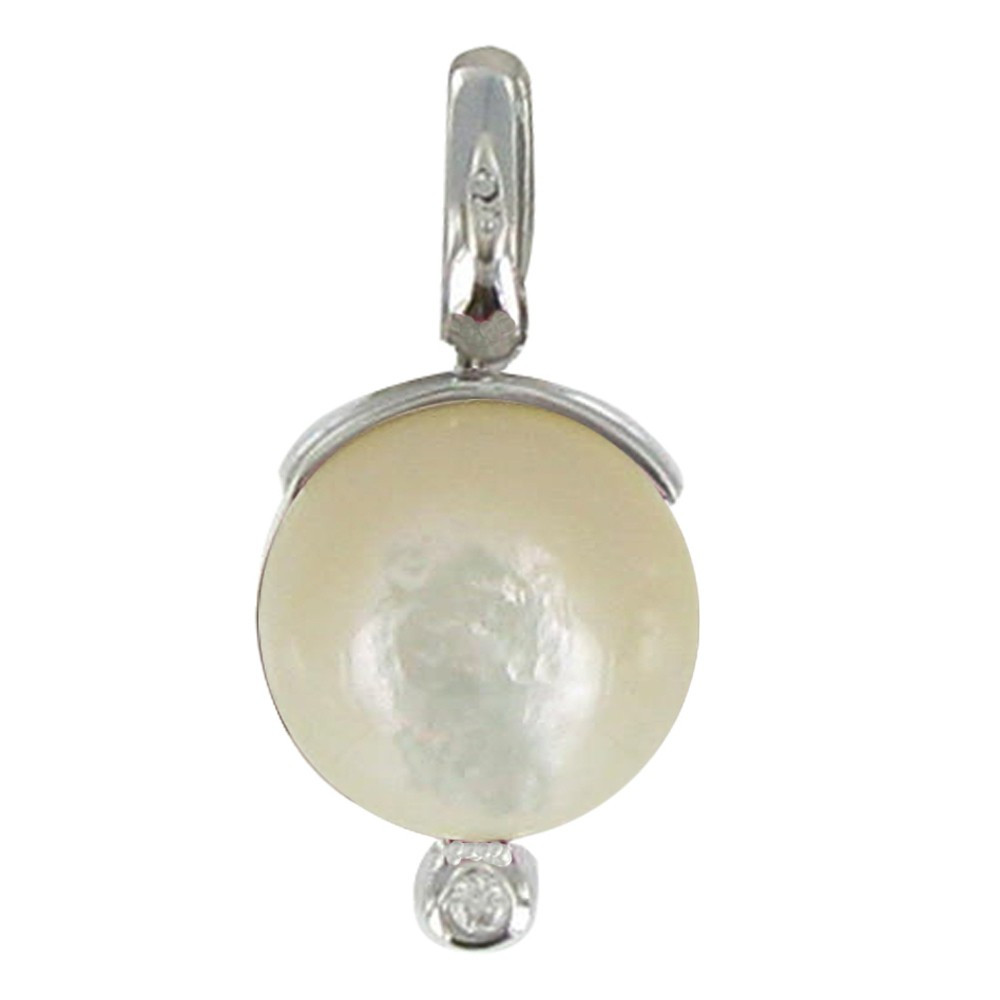 LES POULETTES BIJOUX Pendentif Joyau Nacre Ivoire et Srass