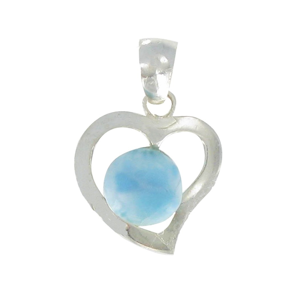 LES POULETTES BIJOUX V Pendentif Argent Coeur et Demi-Sphère de Larimar