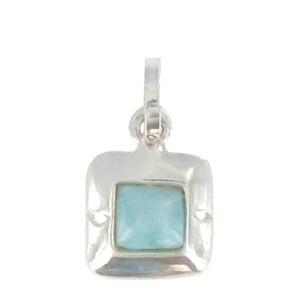 LES POULETTES BIJOUX V Pendentif Argent Carré et Centre de Larimar