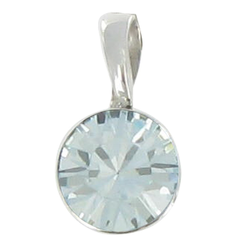 LES POULETTES BIJOUX Pendentif Argent Demi Sphere de Cristal Bleu Ciel