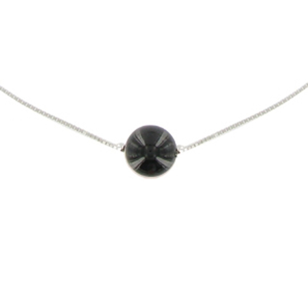LES POULETTES BIJOUX Collier Argent 925 et sa Perle d'Onyx Noire