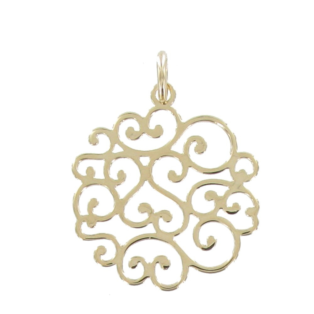 LES POULETTES BIJOUX Pendentif Rosace Fleurie Plaqué Or