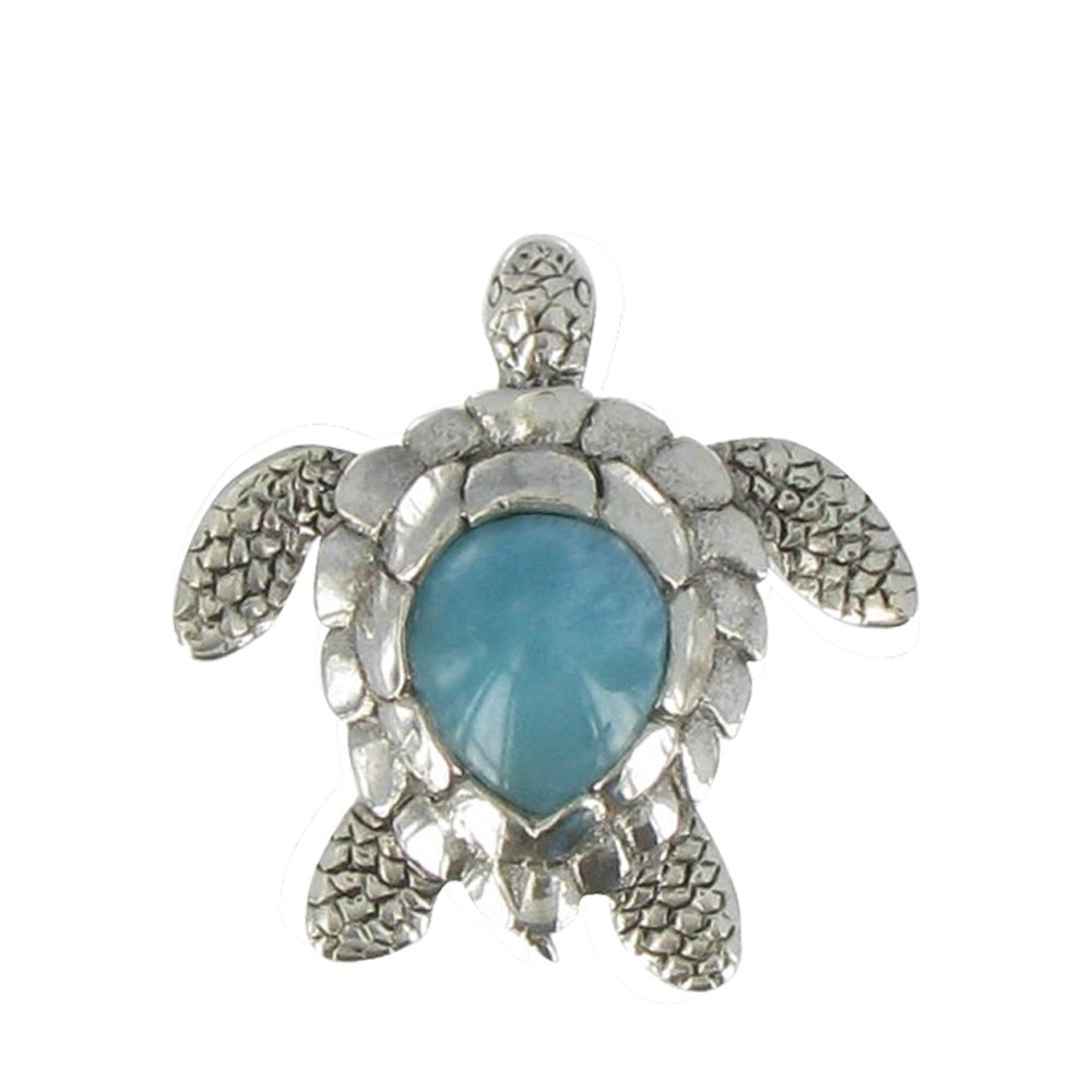LES POULETTES BIJOUX Pendentif Tortue Argent et Larimar