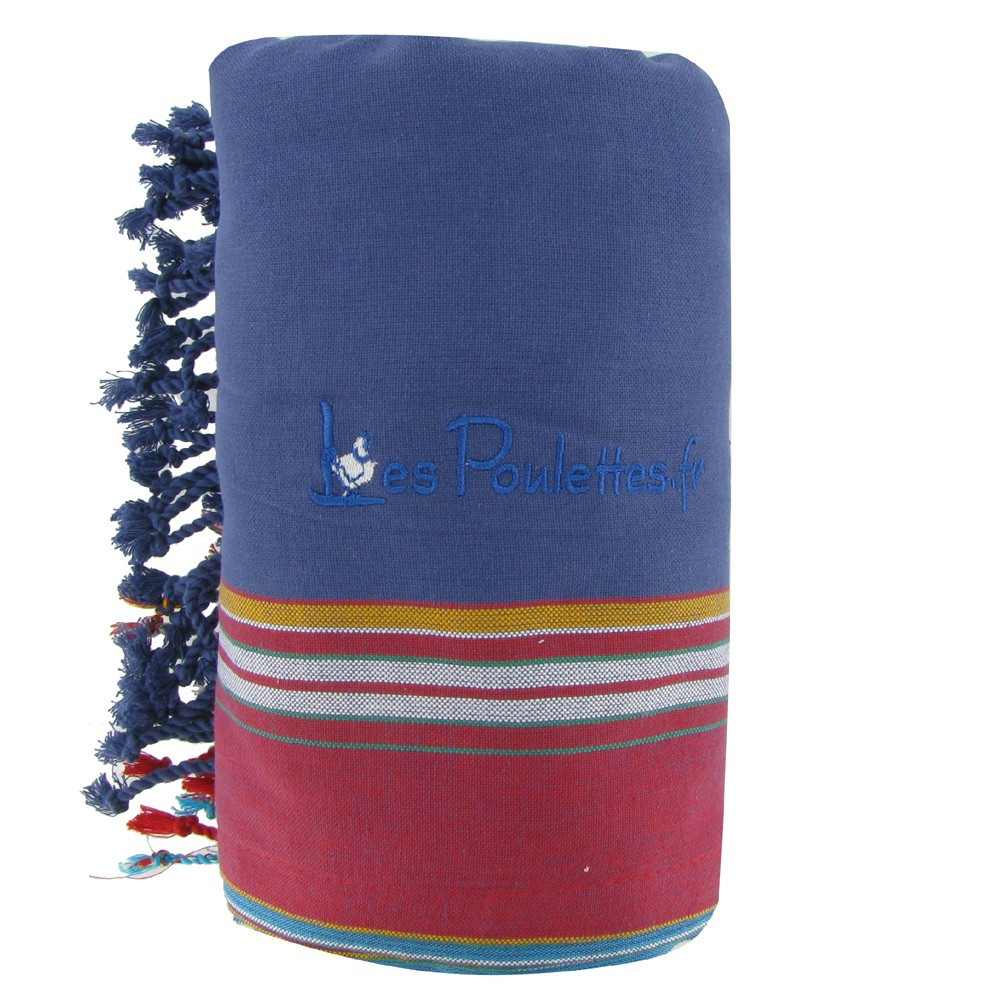 LES POULETTES BIJOUX Kikoy Serviette Plage Coton Eponge Couleur Bleu Navy