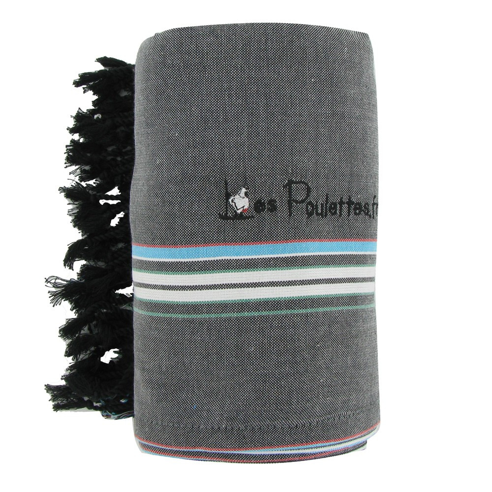 LES POULETTES BIJOUX Kikoy Serviette Plage Coton Eponge Couleur Gris Souris