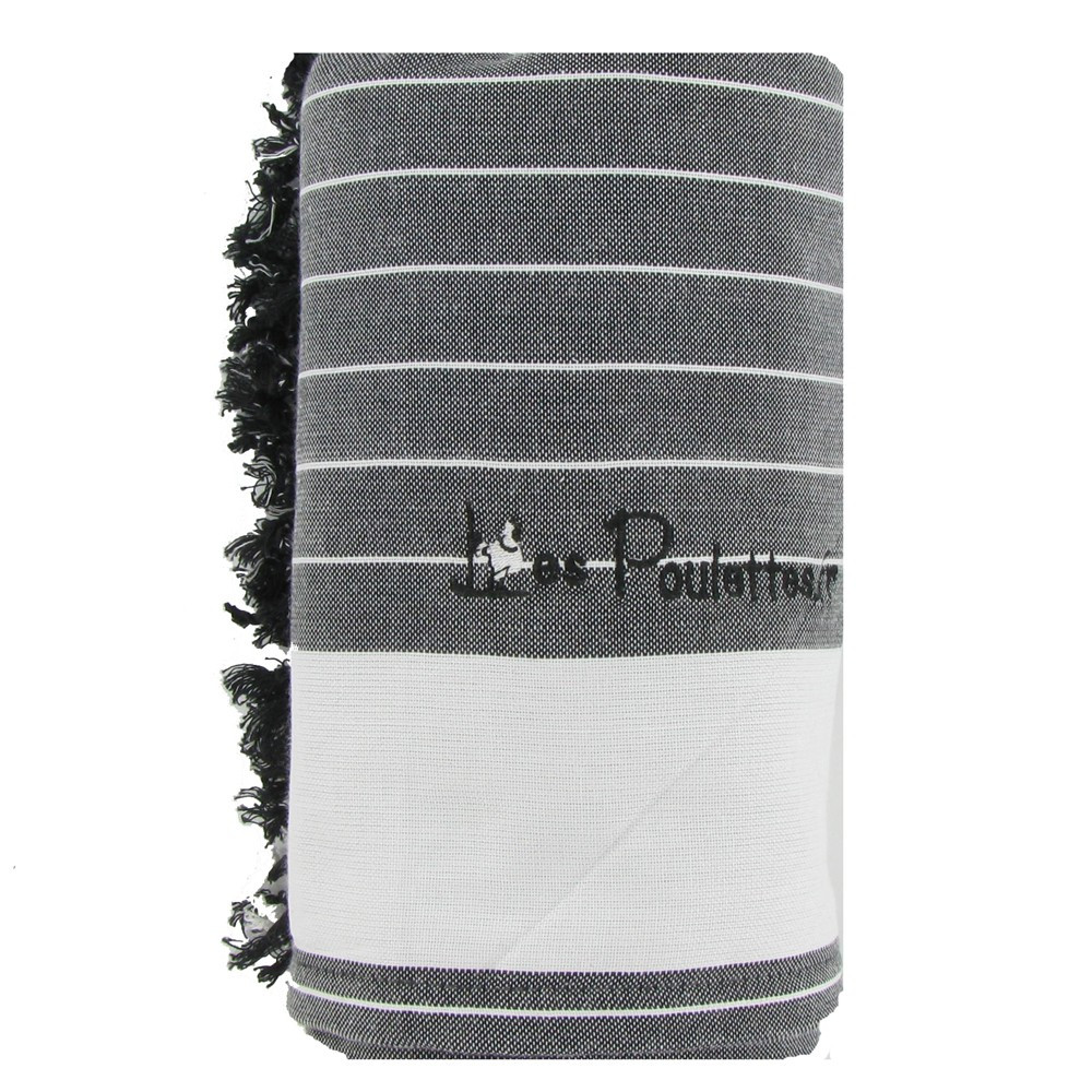 LES POULETTES BIJOUX Kikoy Serviette Plage Coton Eponge Couleur Rayé Gris