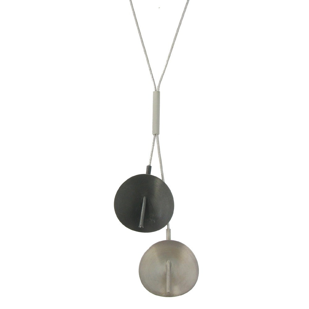 LES POULETTES BIJOUX Collier Argent 925 2 Nénuphars en Argent et Argent Brossé