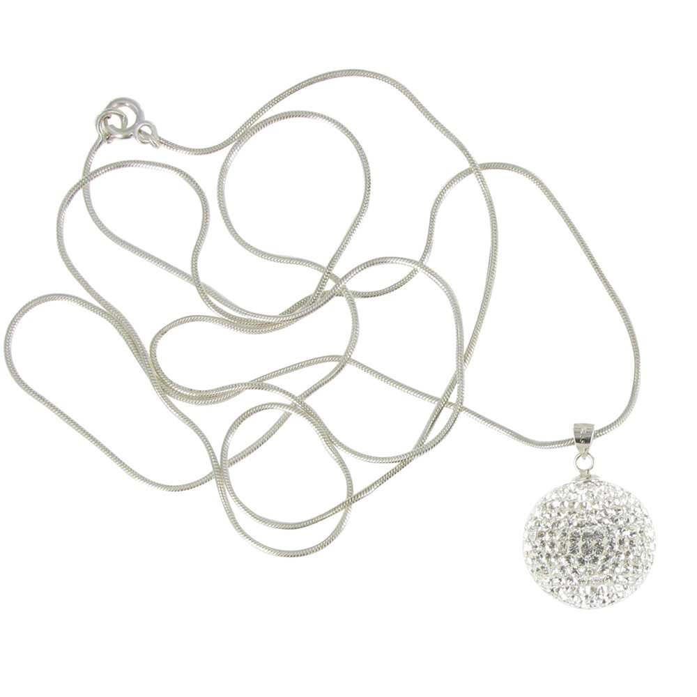 LES POULETTES BIJOUX V Collier Boule à Facettes Strass Cristal