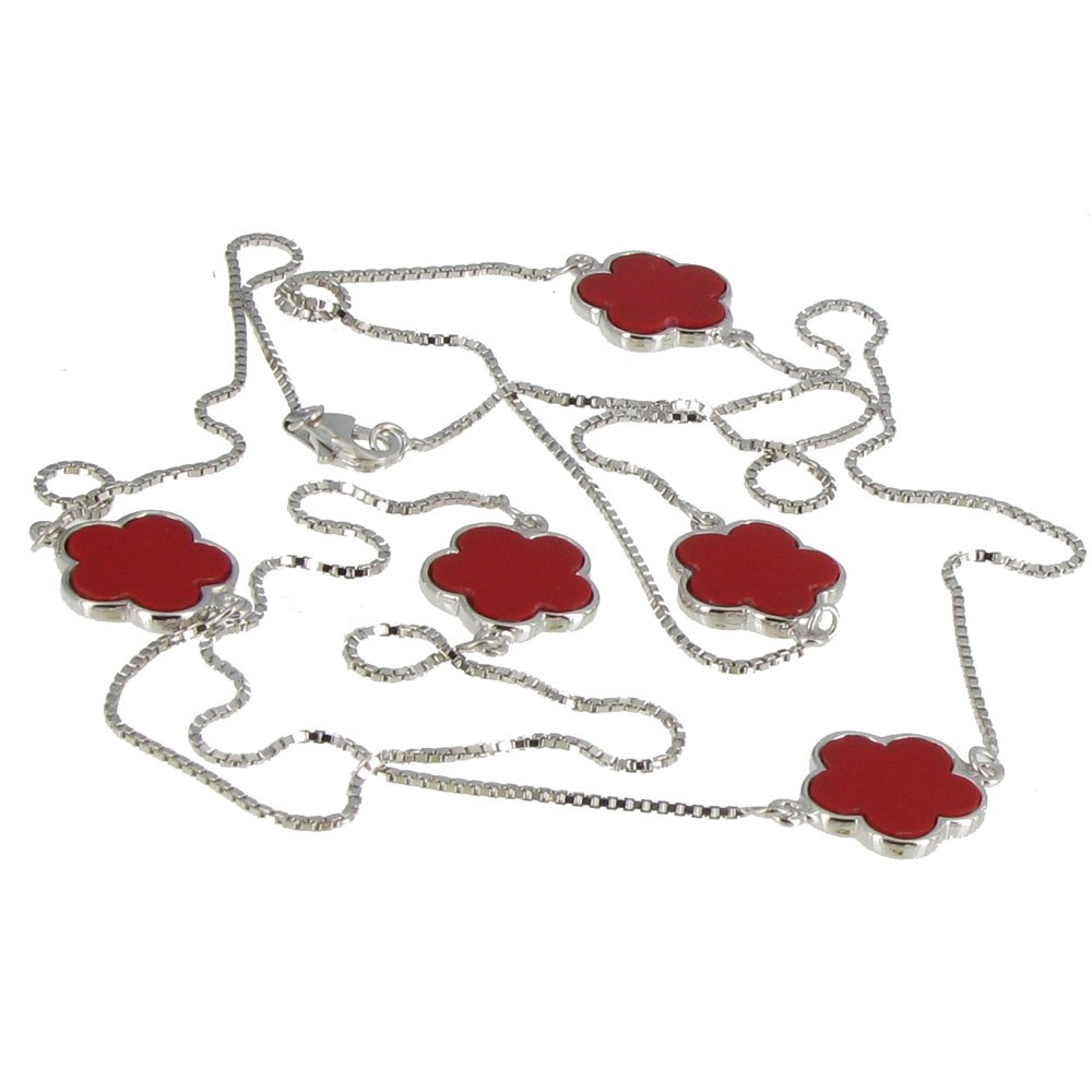 LES POULETTES BIJOUX Sautoir Chance Argent 925 et Corail
