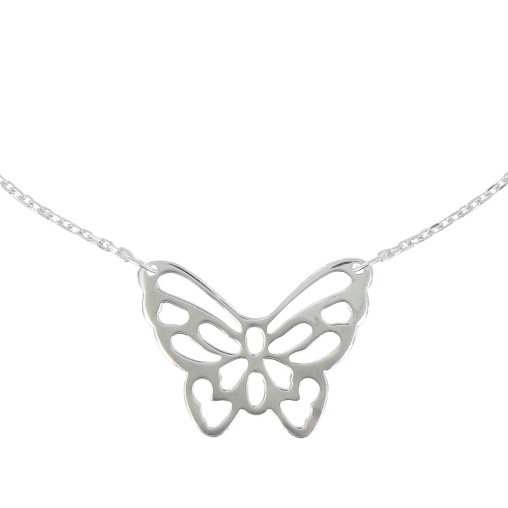 LES POULETTES BIJOUX Collier Papillon Ajouré Argent 925