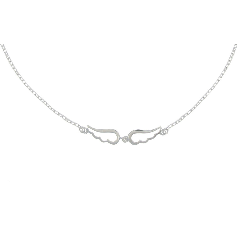 LES POULETTES BIJOUX Collier Argent Deux Petites Ailes d'Ange Ajourées