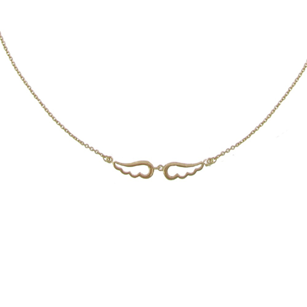 LES POULETTES BIJOUX Collier Plaqué Or Deux Petites Ailes d'Ange Ajourées
