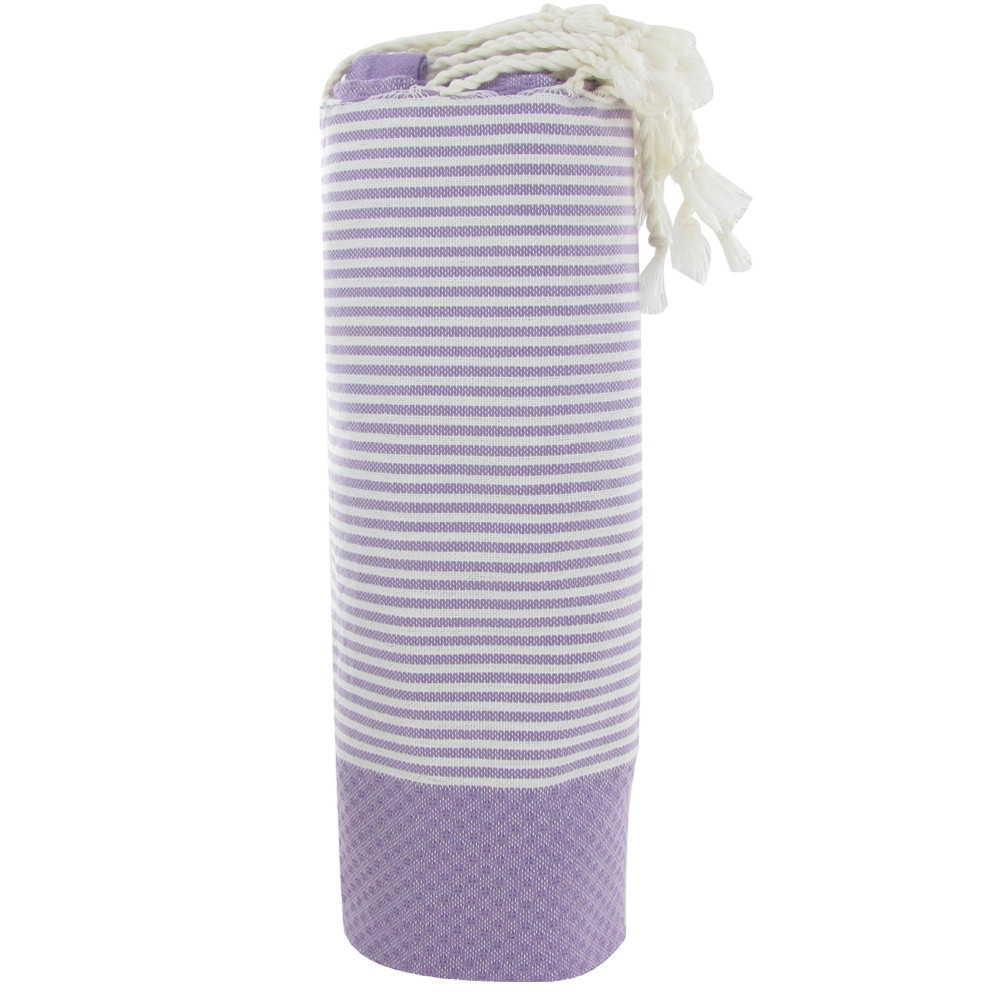 LES POULETTES BIJOUX V Fouta Drap Plage et Hammam Coton Nid d'Abeille Couleur Lilas