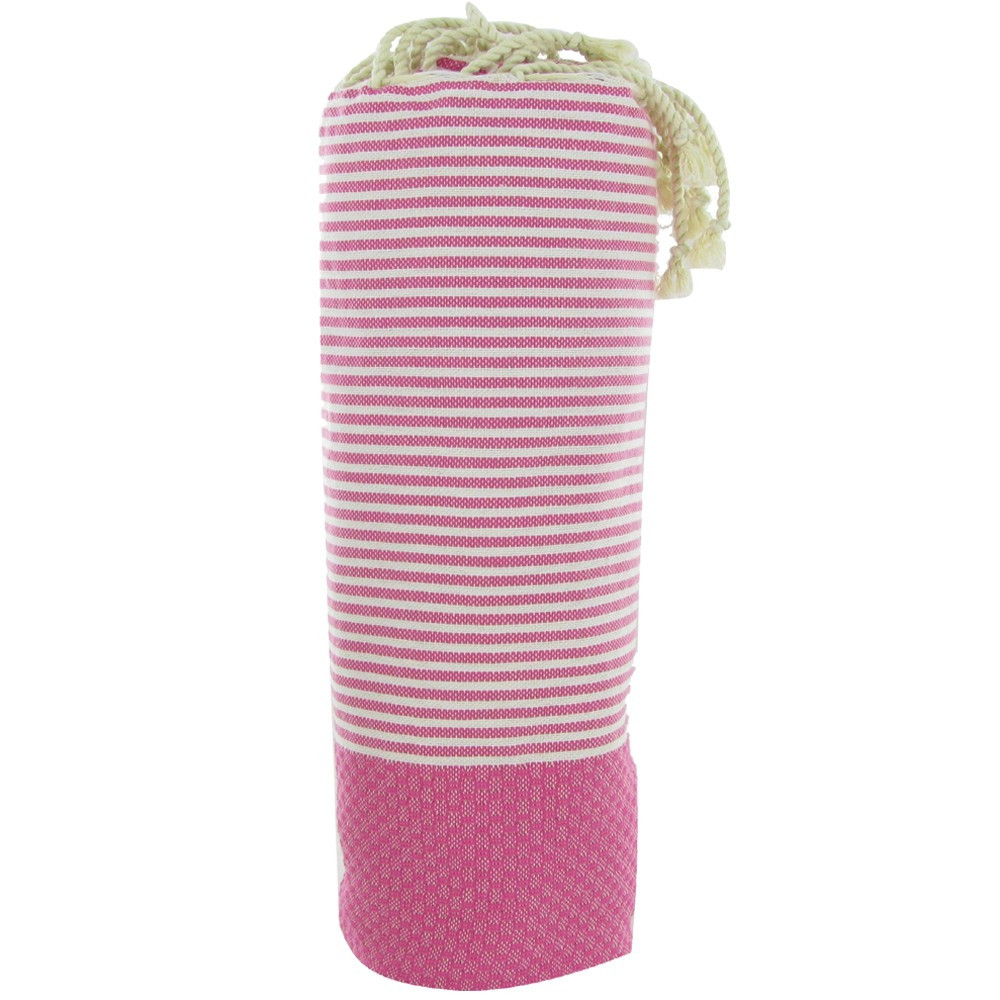 LES POULETTES BIJOUX - Fouta Drap Plage et Hammam Coton Nid d'Abeille Couleur Fuchsi