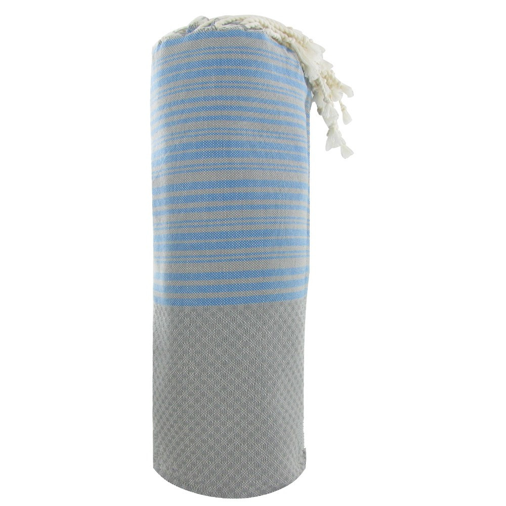 LES POULETTES BIJOUX V Fouta Drap Plage et Hammam Coton Nid d'Abeille Couleur Gris R