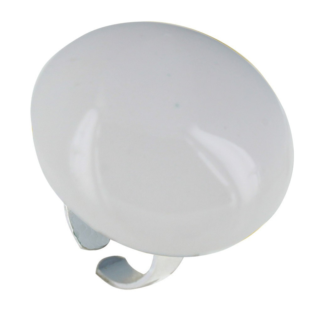LES POULETTES BIJOUX Bague Métal Argenté Champignon Céramique Blanche