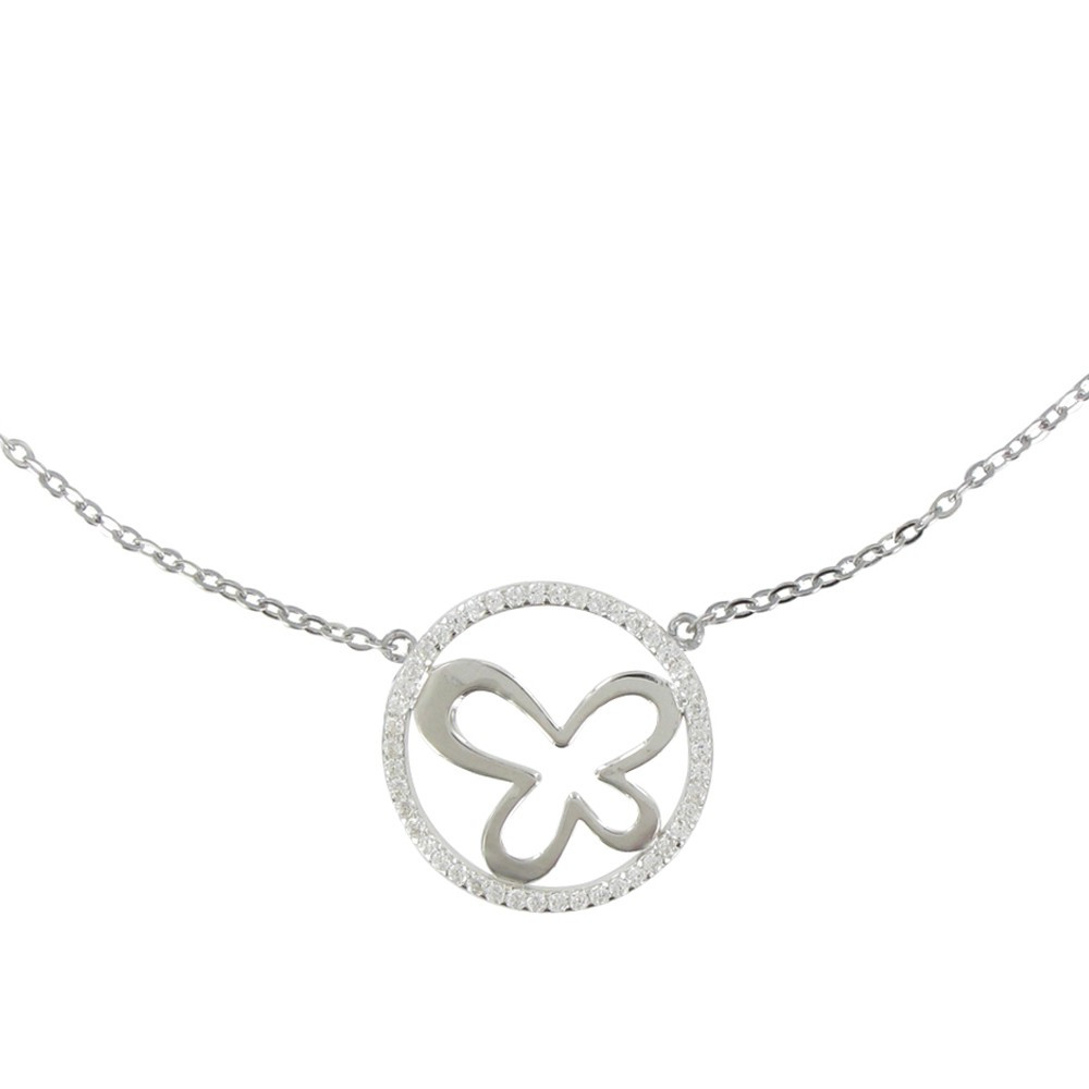 LES POULETTES BIJOUX Collier Argent Papillon de Lune et Strass