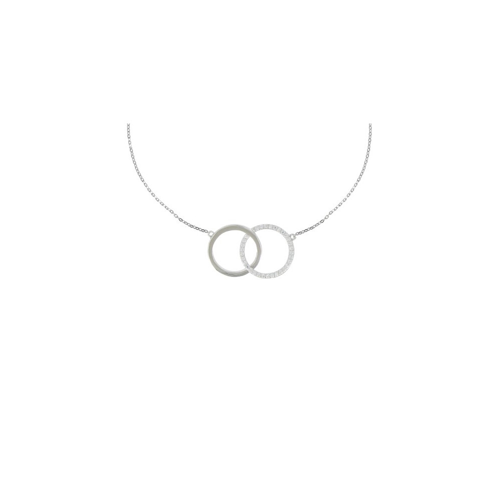 LES POULETTES BIJOUX V Collier Argent Deux Anneaux et Strass