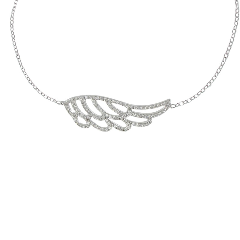 LES POULETTES BIJOUX Collier Argent 925 Aile d'Ange et Strass