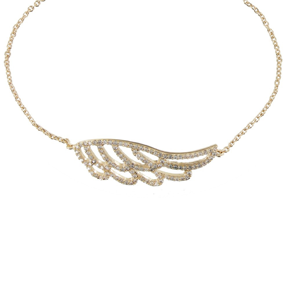LES POULETTES BIJOUX Collier Plaqué Or Aile d'Ange et Strass