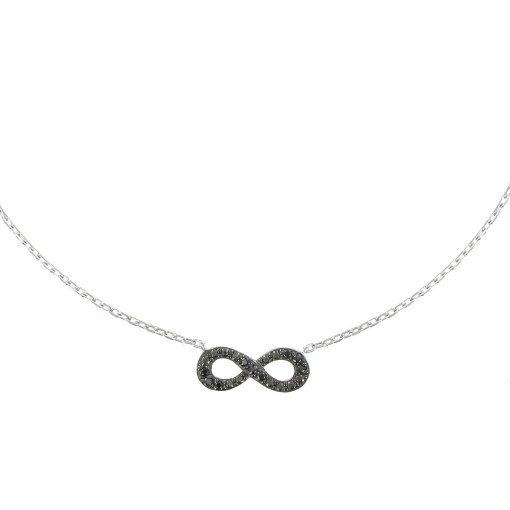 LES POULETTES BIJOUX Collier Argent Rhodié Infini Strass Noir
